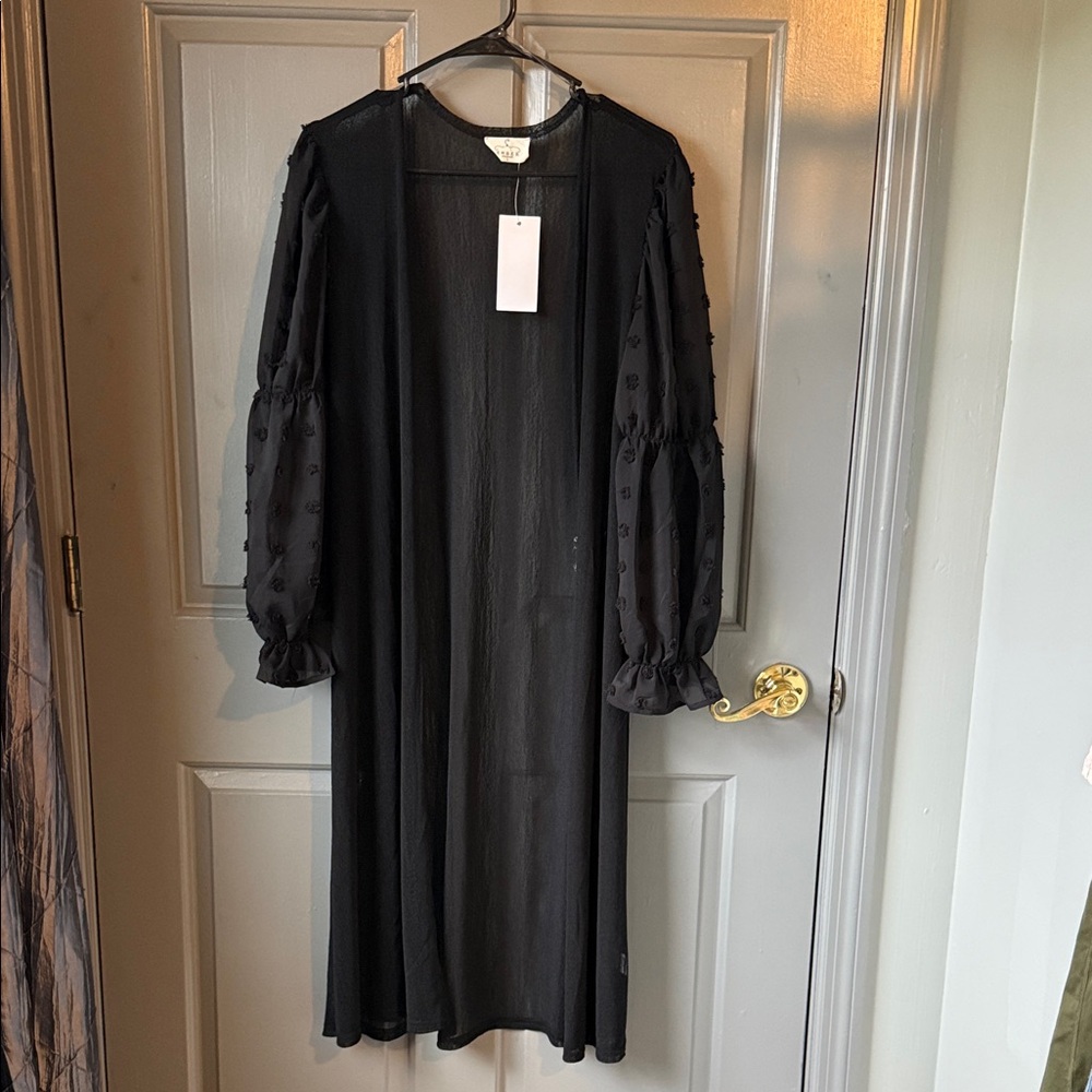 Elegant Black Sheer overcoat